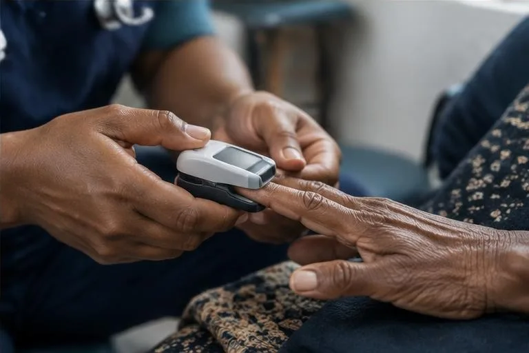 Representative image: hands using a diagnostic sensor