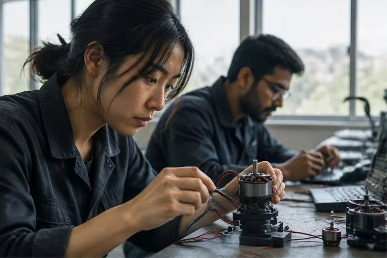 Representative image: engineers testing a compact electric motor