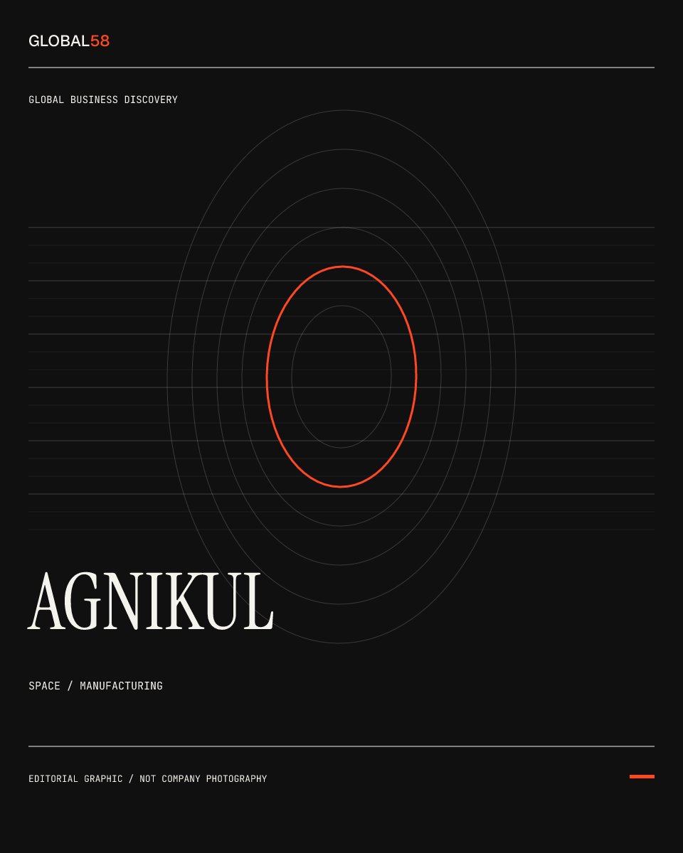 Agnikul Cosmos typographic editorial graphic; not company photography